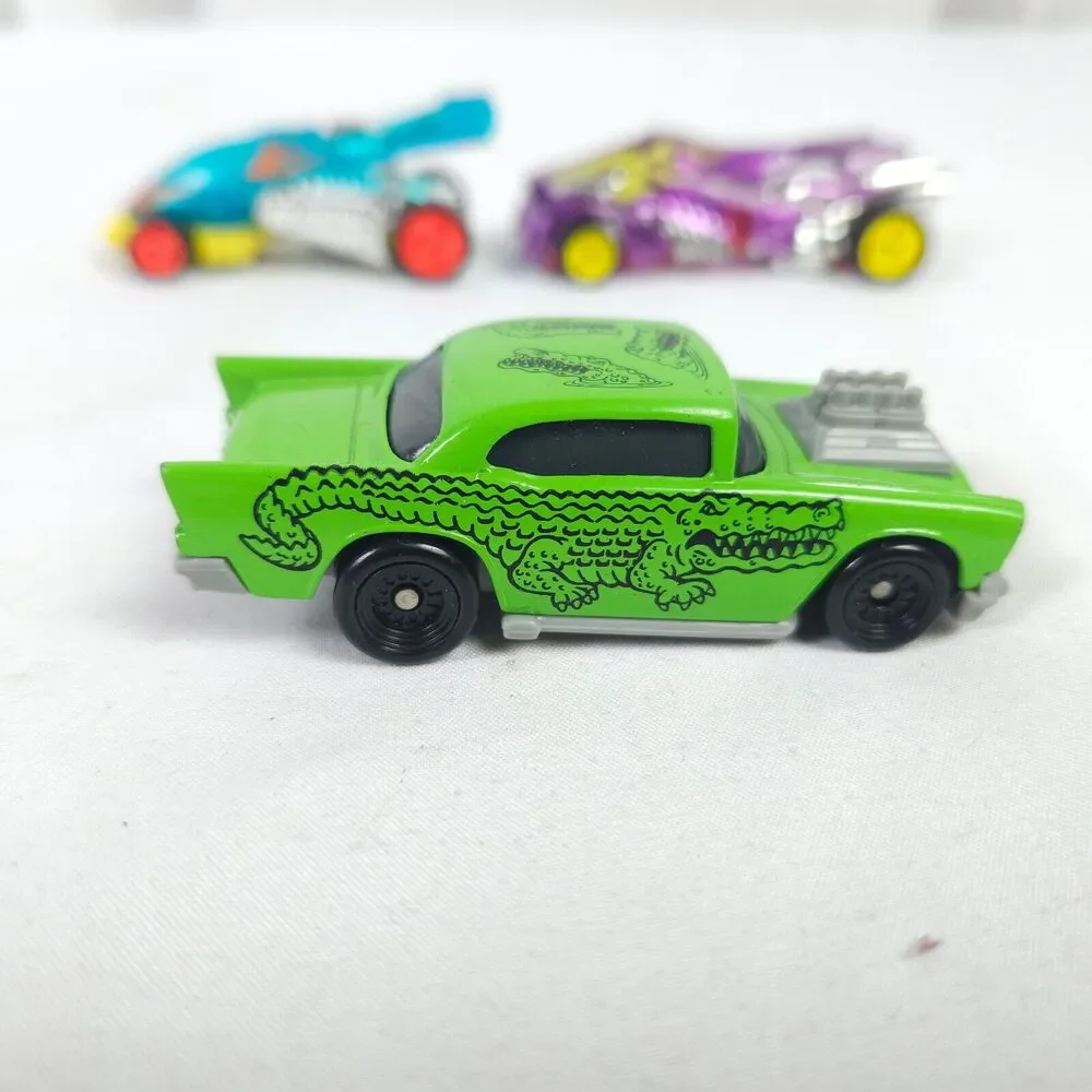 Vintage 90s Hot Wheels 1993 Speed Hook Launcher Race Cars 57 Chevy Alligator Top